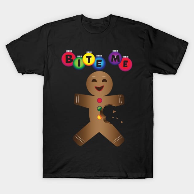 Bite Me Gingerbread Man T-Shirt by BunnyRags